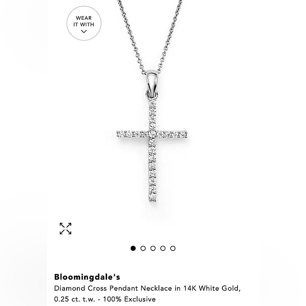 Bloomingdale’s Diamond Cross Pendant Necklace in 14K White Gold, 0.25 ct. t.w.